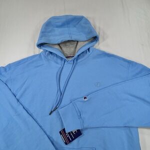 Champion Men's Powerblend Fleece Logo Hoodie Light Blue Soft XL Active NWT